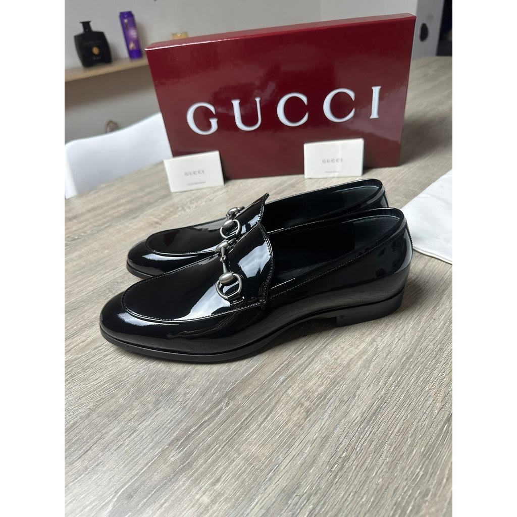 Gucci Mocassins en cuir verni Jordaan Noir 6.5