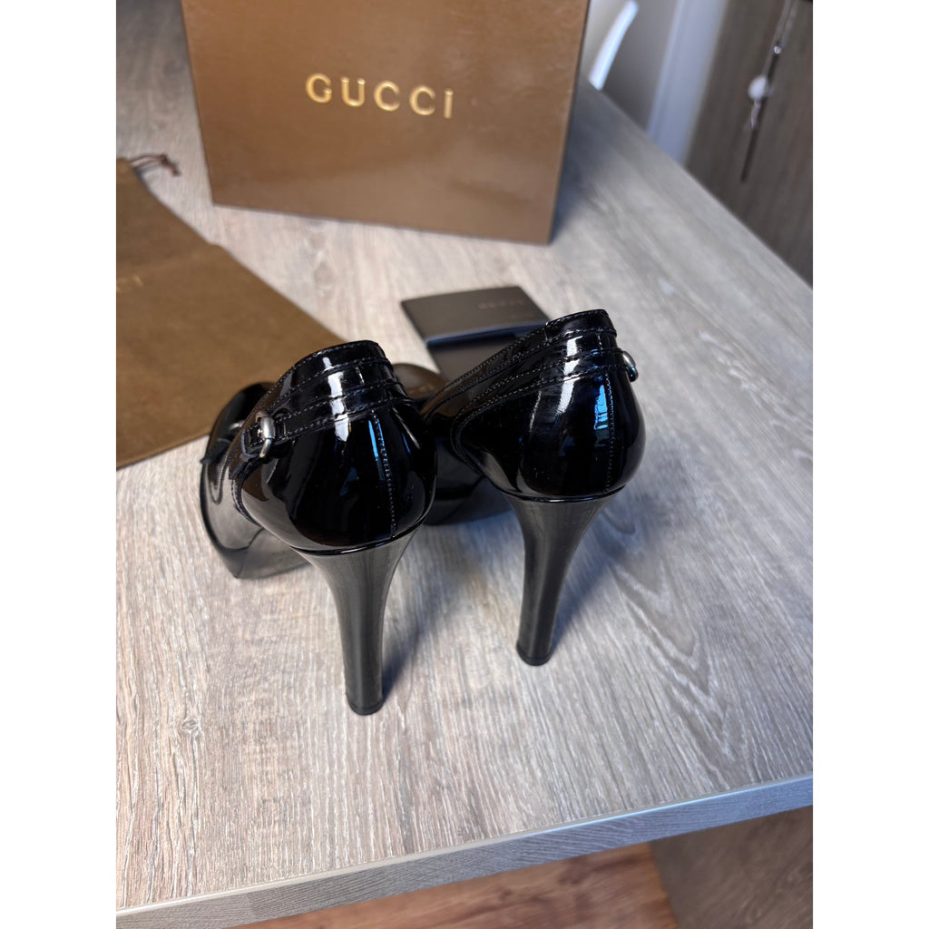 Gucci Escarpins en cuir verni Gucci Signoria Noir 37
