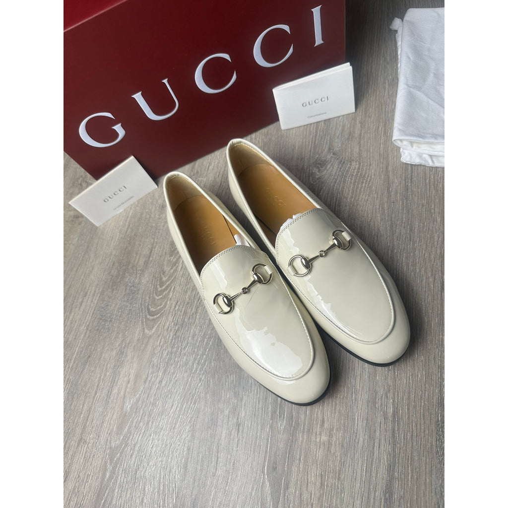 Gucci Mocassins en cuir verni Jordaan Blanc 36.5