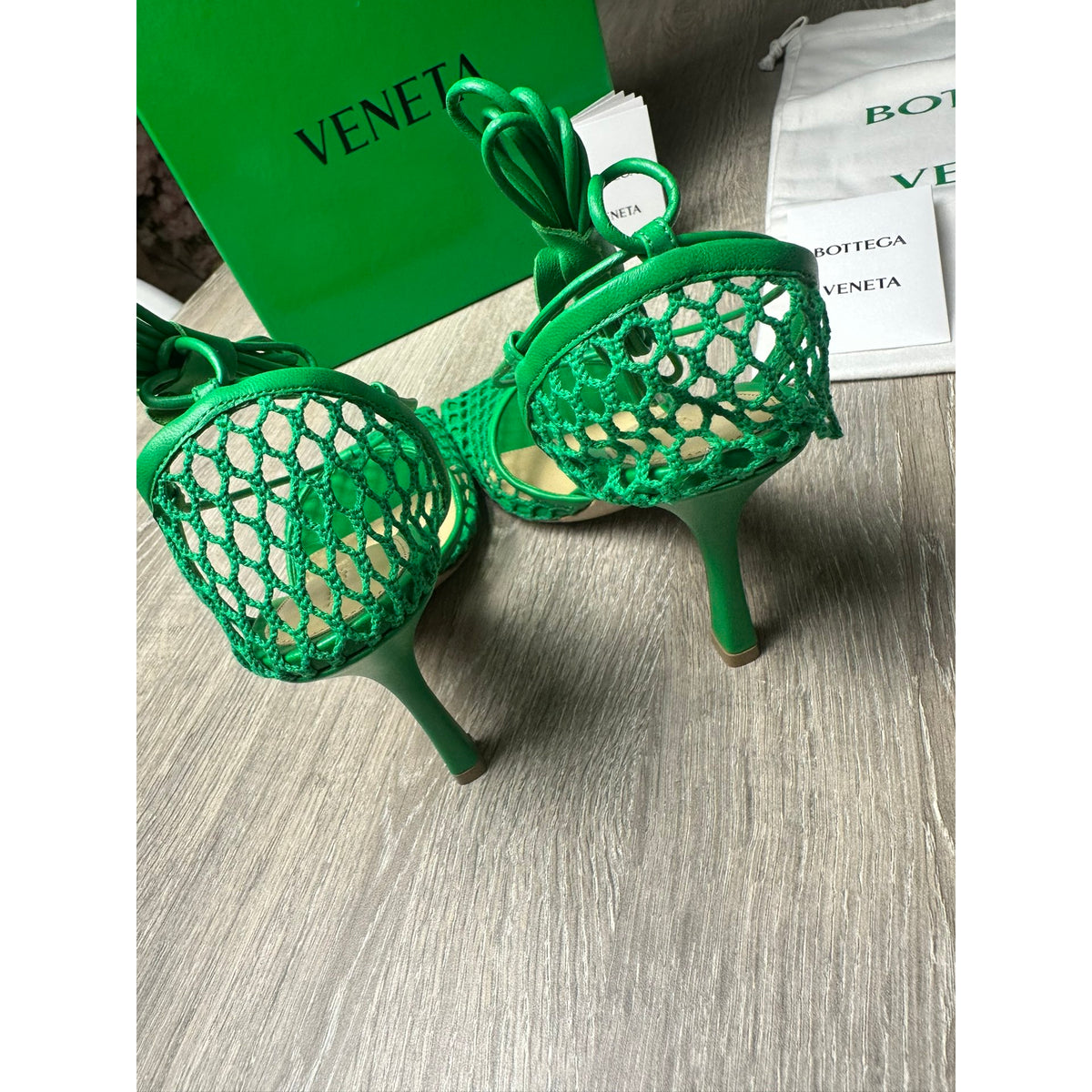 Bottega Veneta Sandales en cuir Sparkle Stretch Vert 37