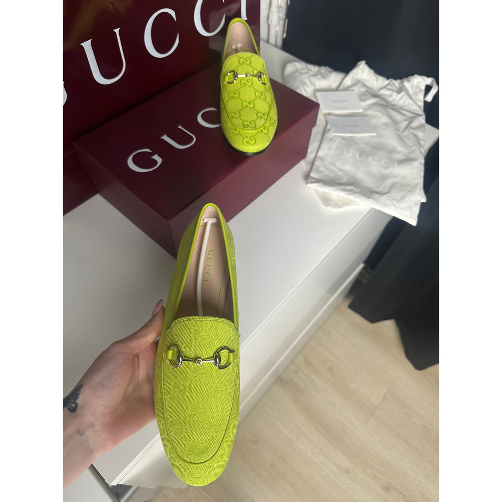 Gucci Mocassins en toile Jordaan Vert 37.5