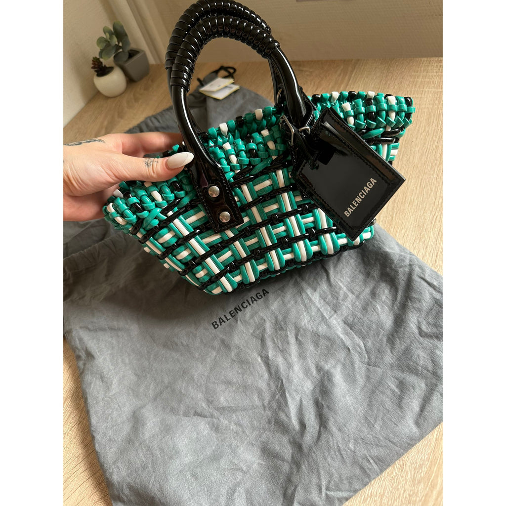 Balenciaga Cabas en cuir Bistro Panier Bleu Largeur 28 cm, Hauteur 15 cm, Profondeur 6 cm