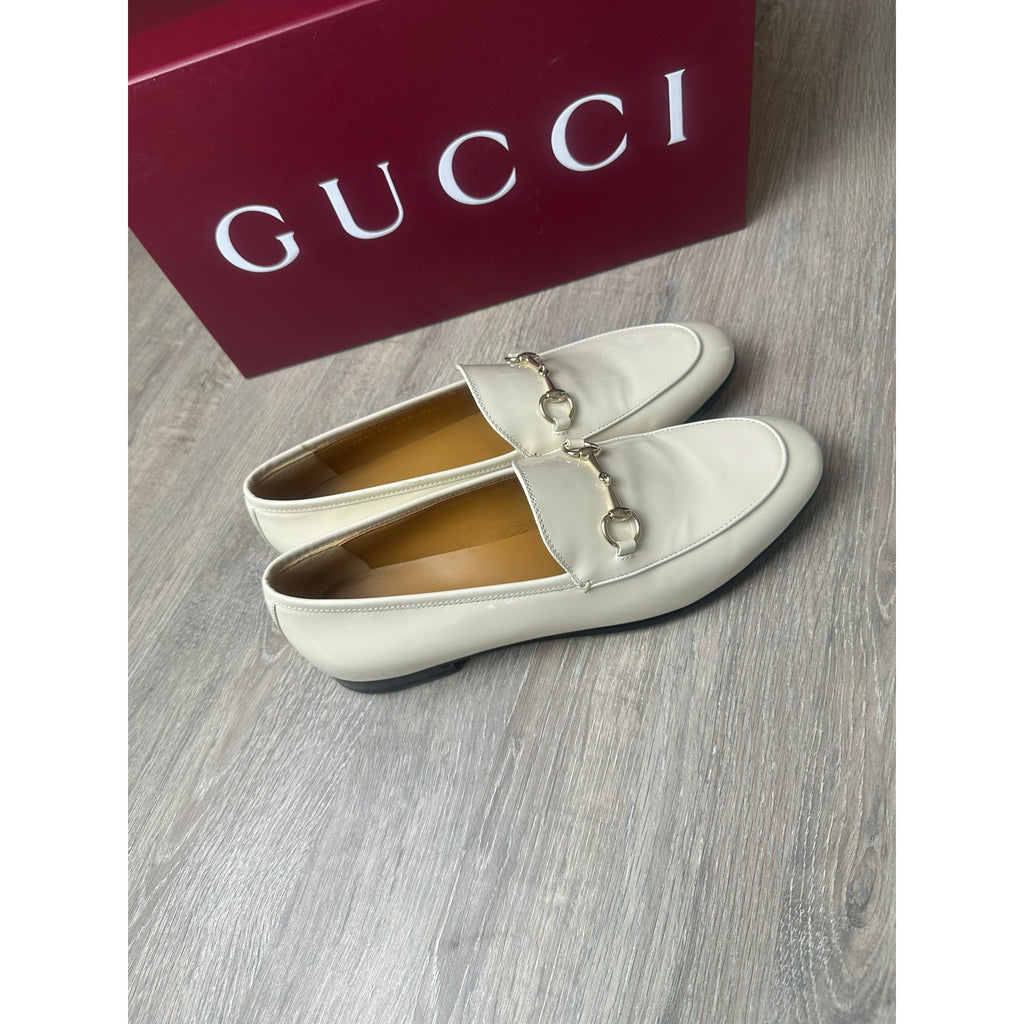 Gucci Mocassins en cuir verni Jordaan Blanc 40.5