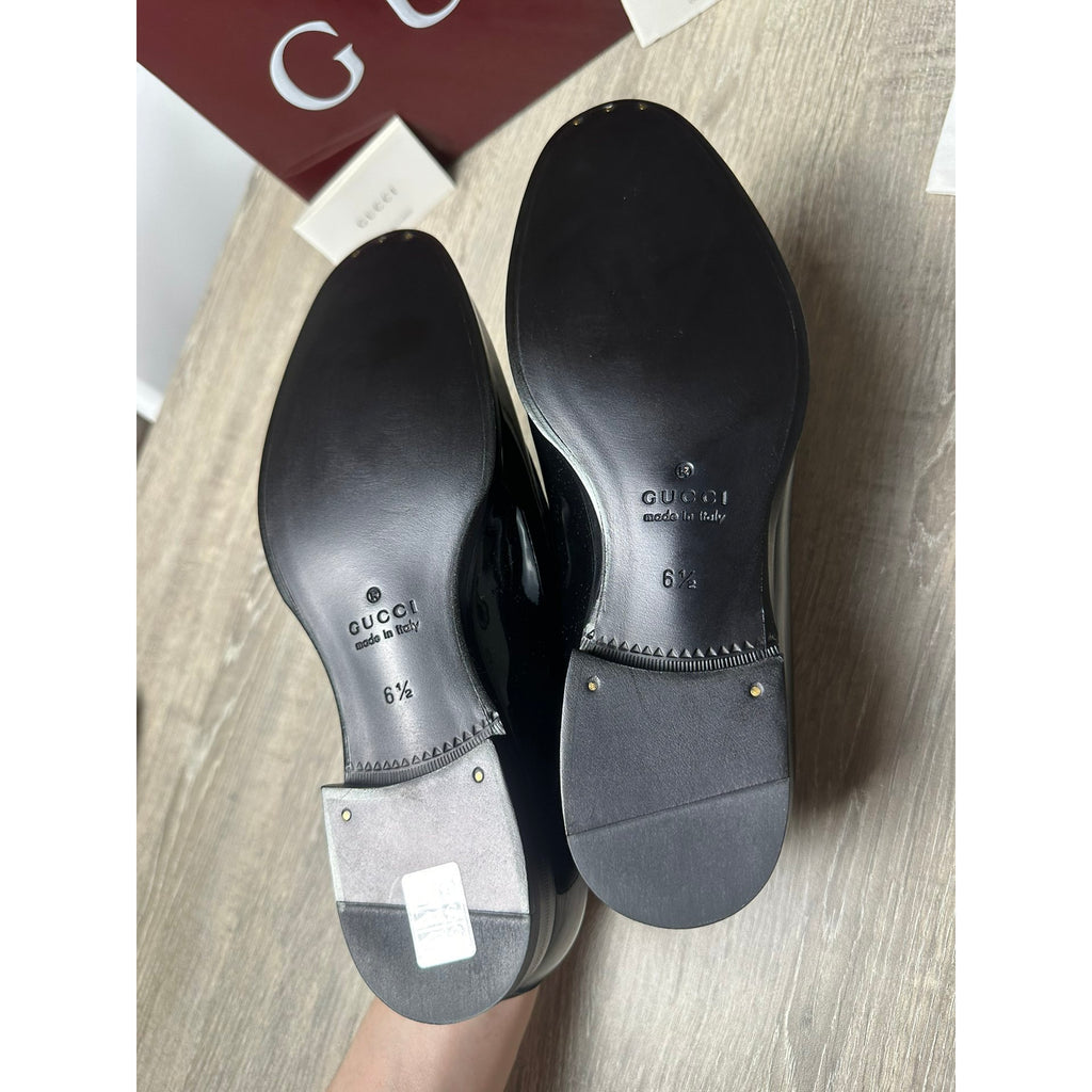 Gucci Mocassins en cuir verni Jordaan Noir 6.5