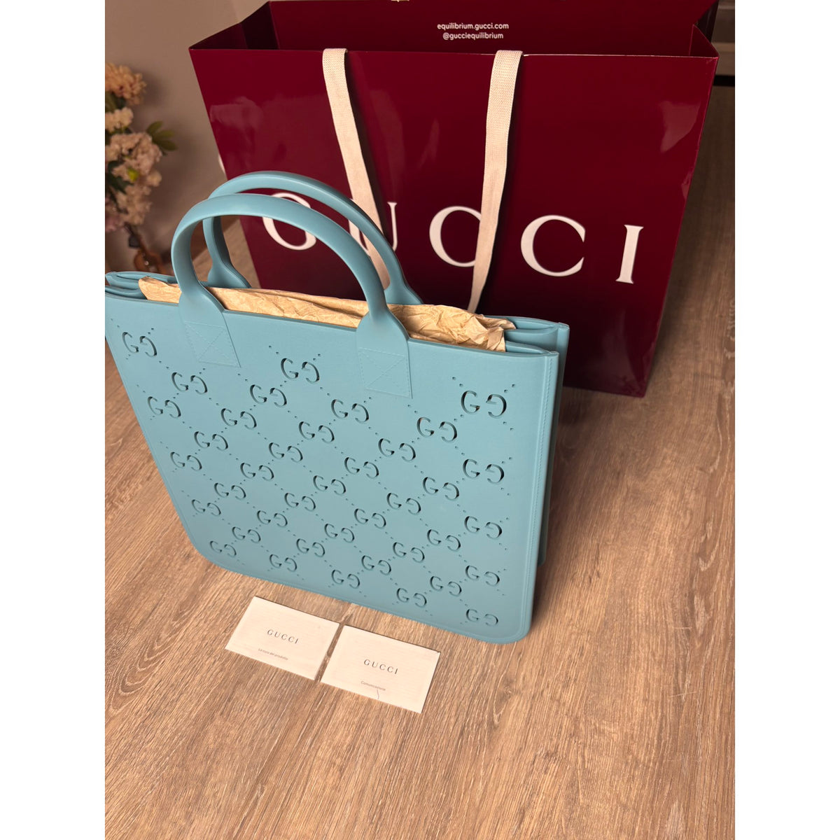 Gucci Cabas Bleu Largeur 33 cm, Hauteur 32 cm, Profondeur 8 cm