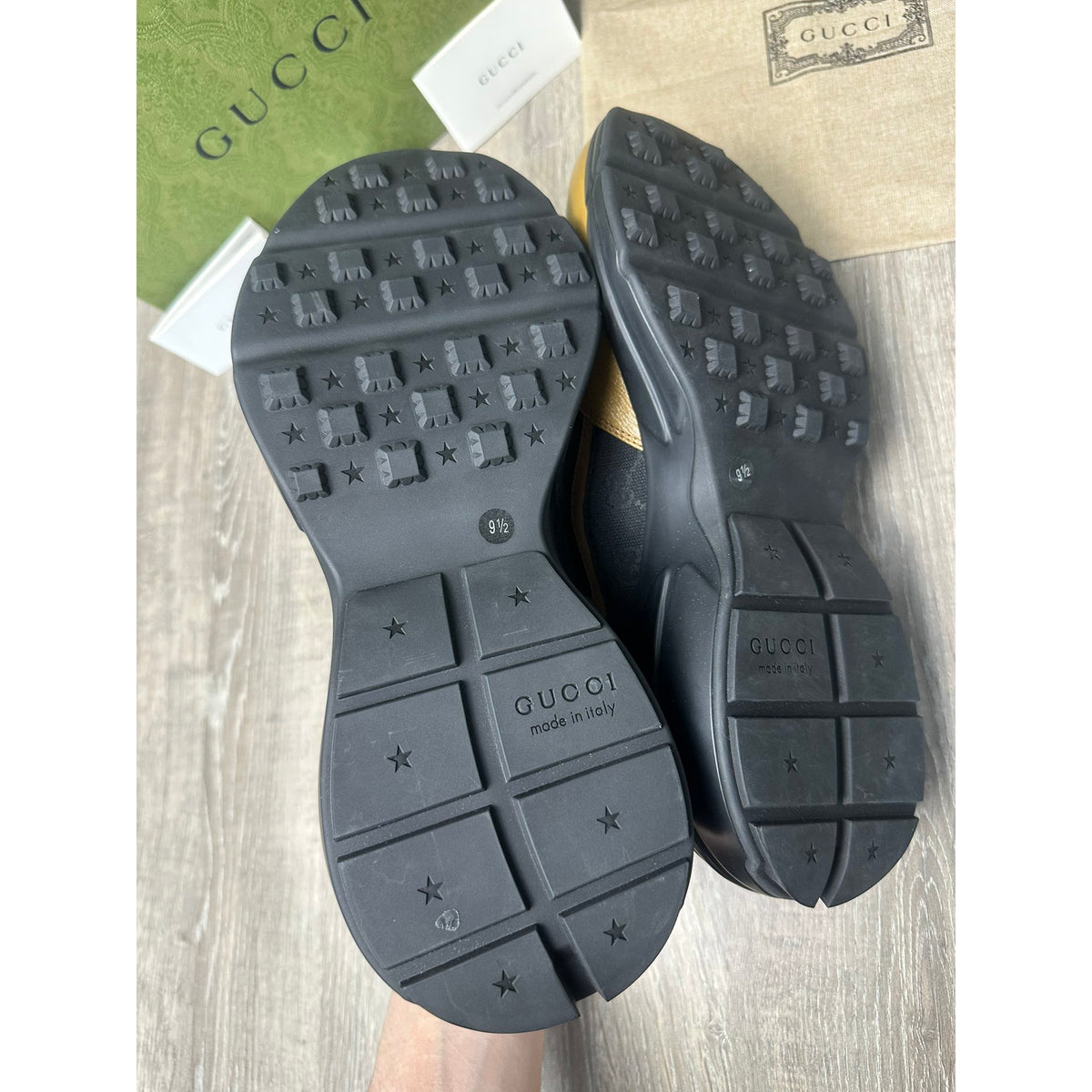 Gucci Baskets en cuir Rhyton Marron 9.5