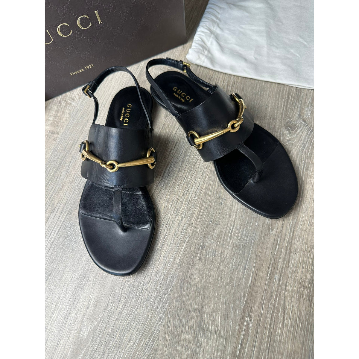 Gucci Sandales en cuir Marmont Noir 36