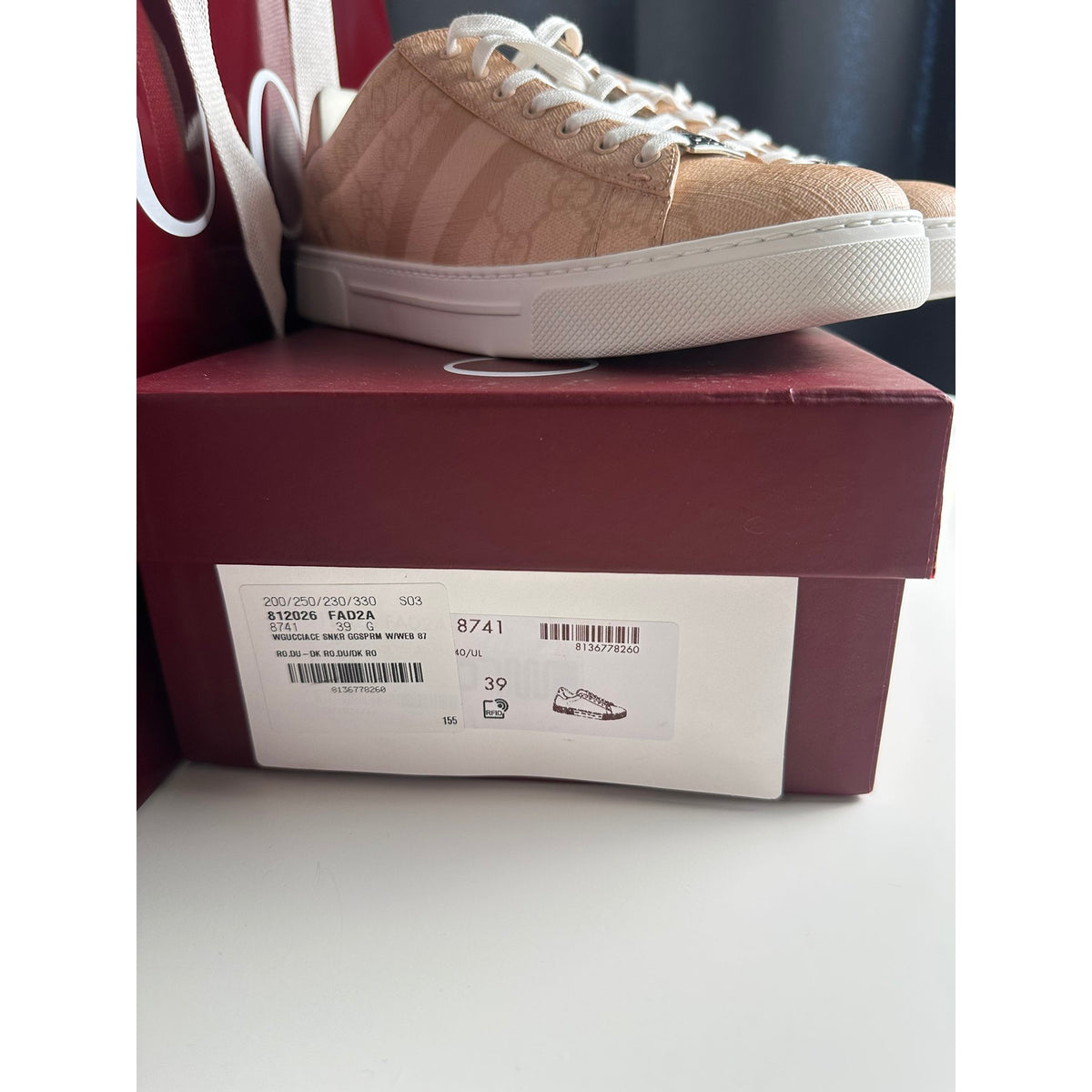 Gucci Baskets en cuir Ace Rose 39