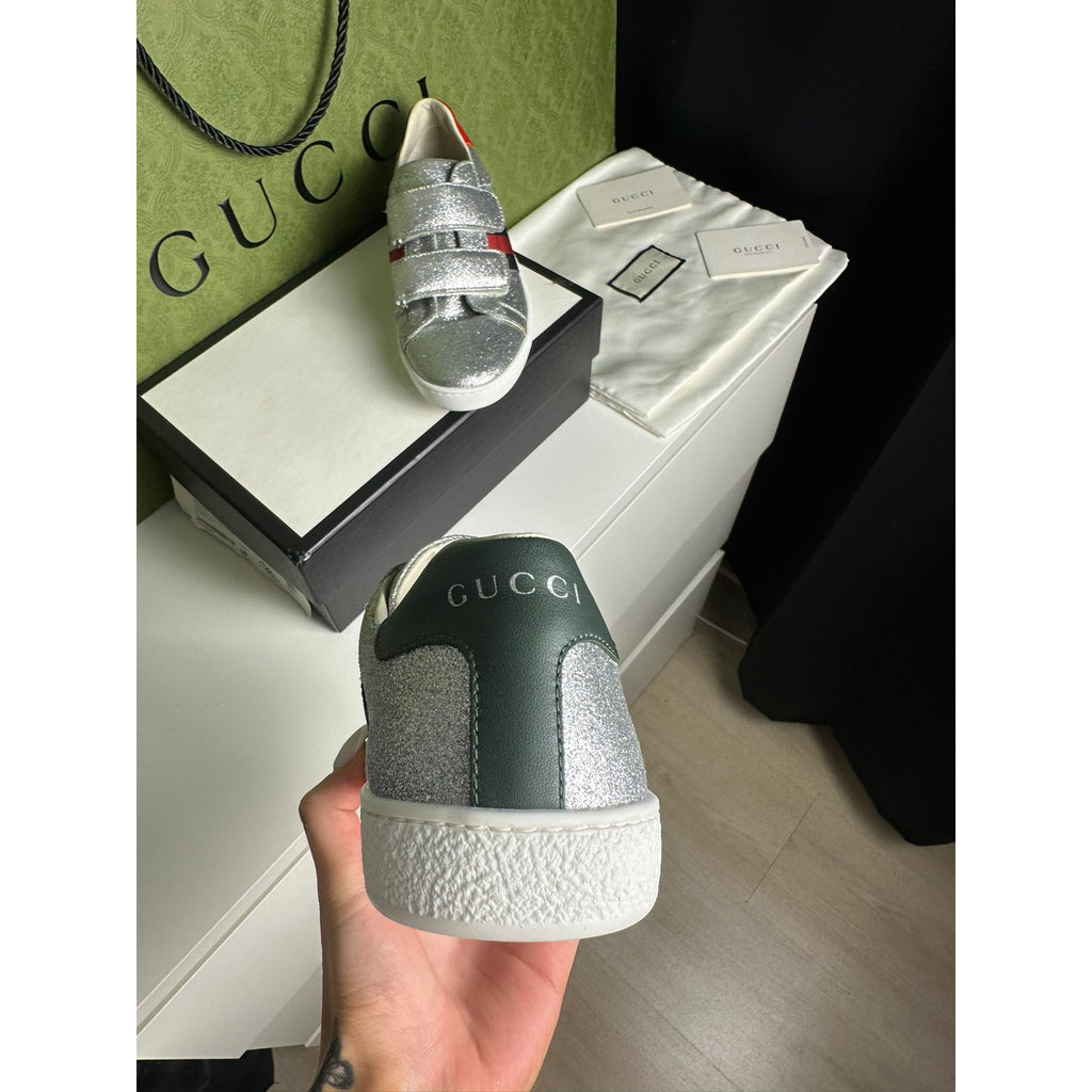 Gucci Baskets en cuir Ace Argenté 36