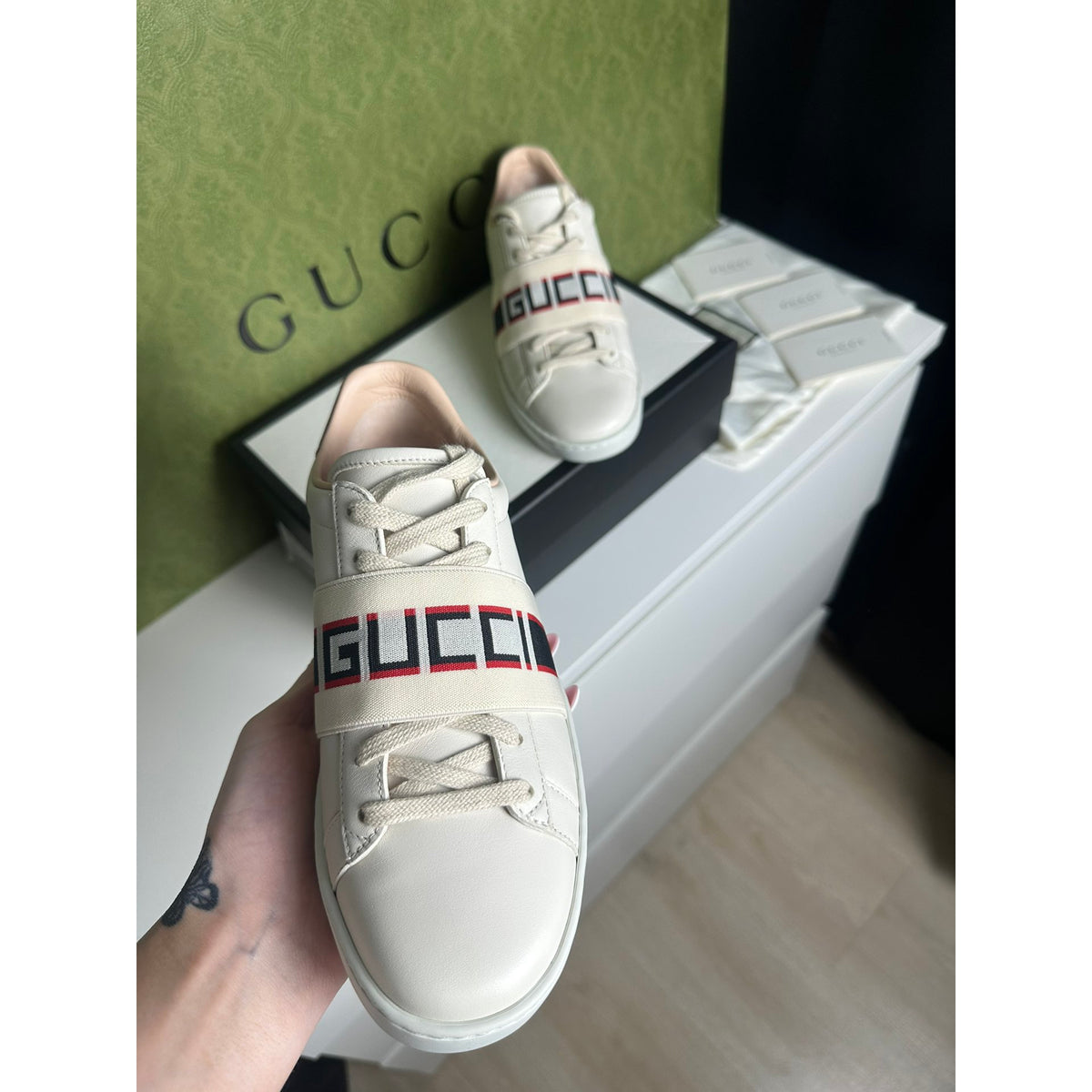 Gucci Baskets en cuir Ace Blanc 36.5
