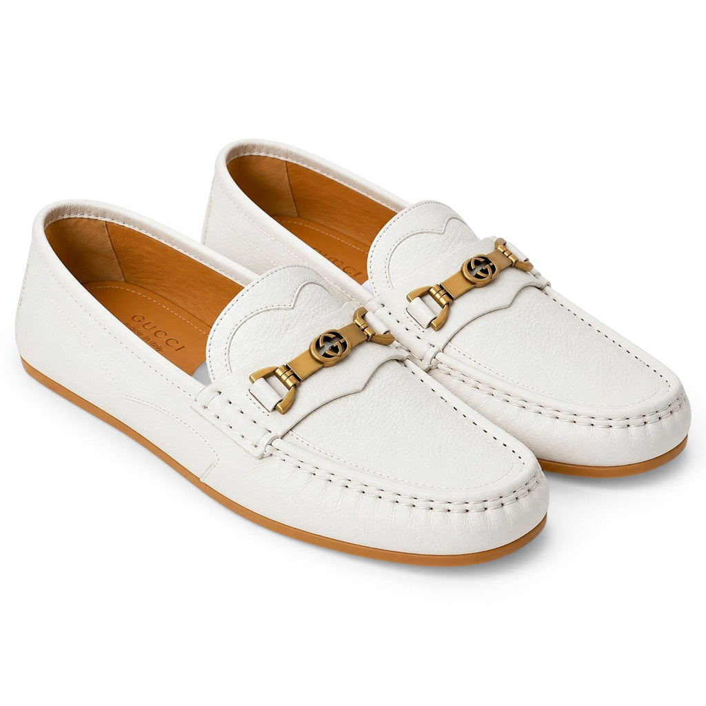 Gucci Mocassins en cuir Jordaan Beige 7.5