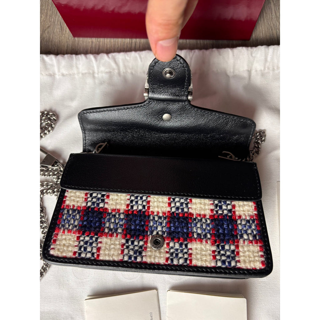 Gucci Sac bandoulière en cuir Dionysus Super Mini Bleu Largeur 16.5 cm, Hauteur 10 cm, Profondeur 4 cm
