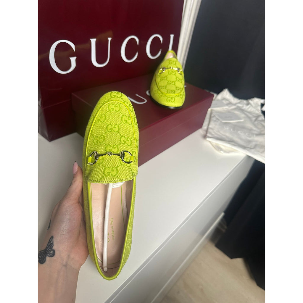 Gucci Mocassins en toile Jordaan Vert 37.5