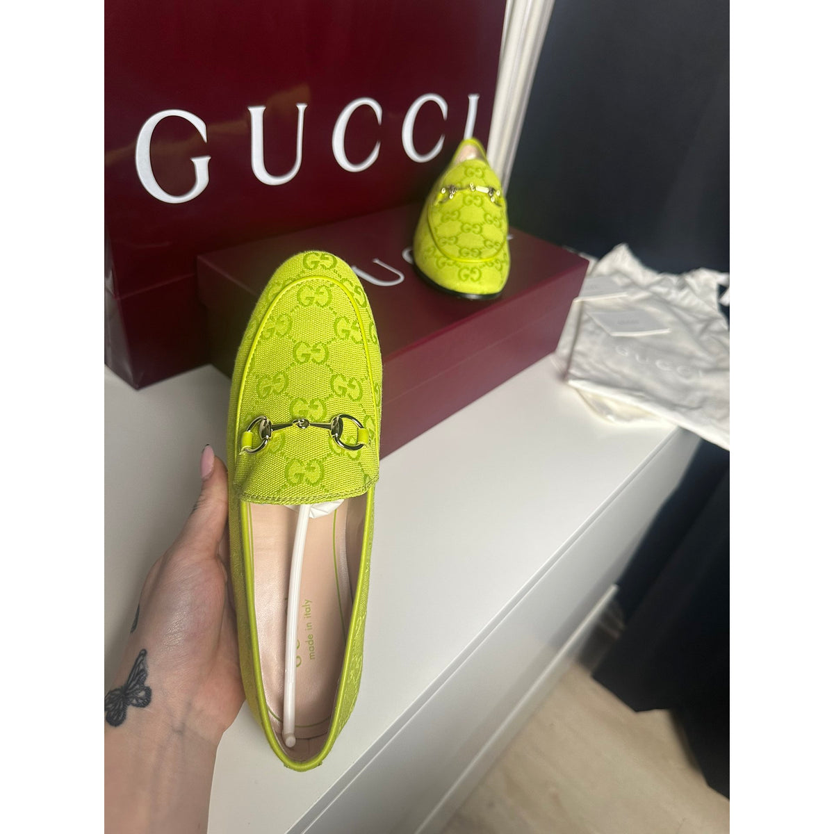 Gucci Mocassins en toile Jordaan Vert 37.5