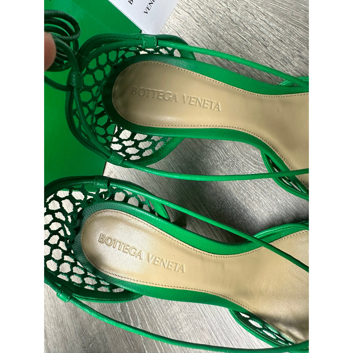 Bottega Veneta Sandales en cuir Sparkle Stretch Vert 37