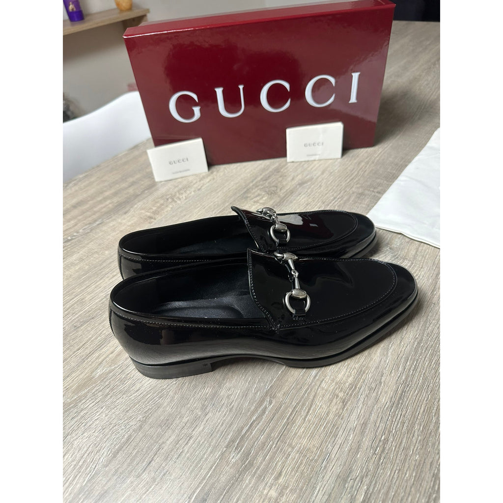 Gucci Mocassins en cuir verni Jordaan Noir 6.5