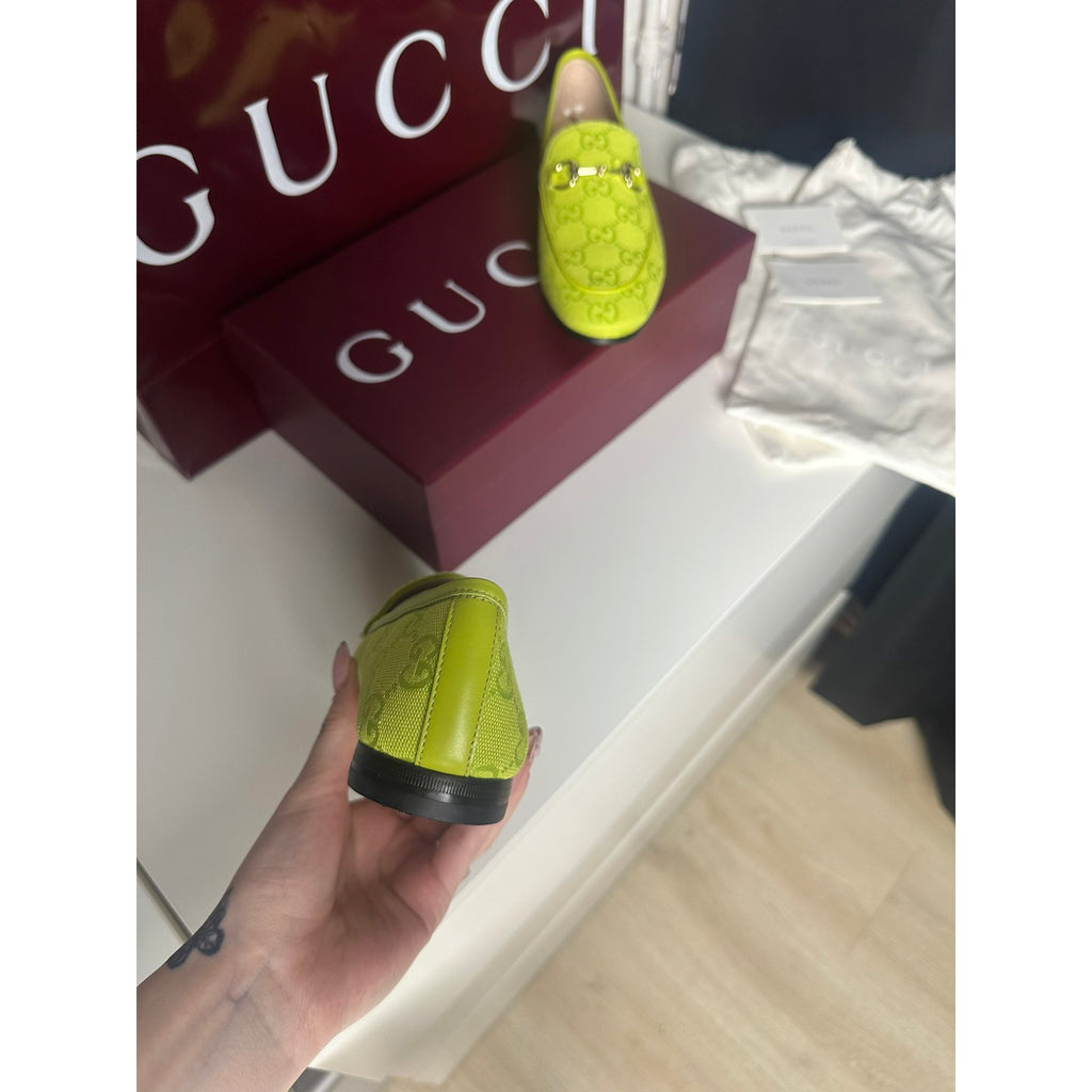 Gucci Mocassins en toile Jordaan Vert 37.5
