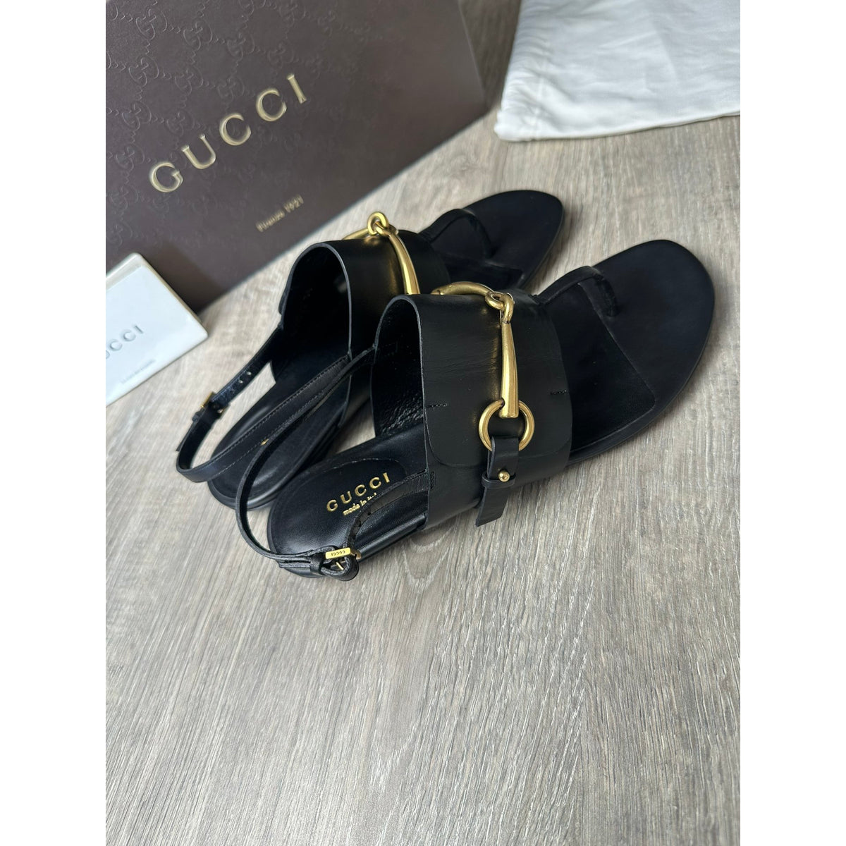 Gucci Sandales en cuir Marmont Noir 36