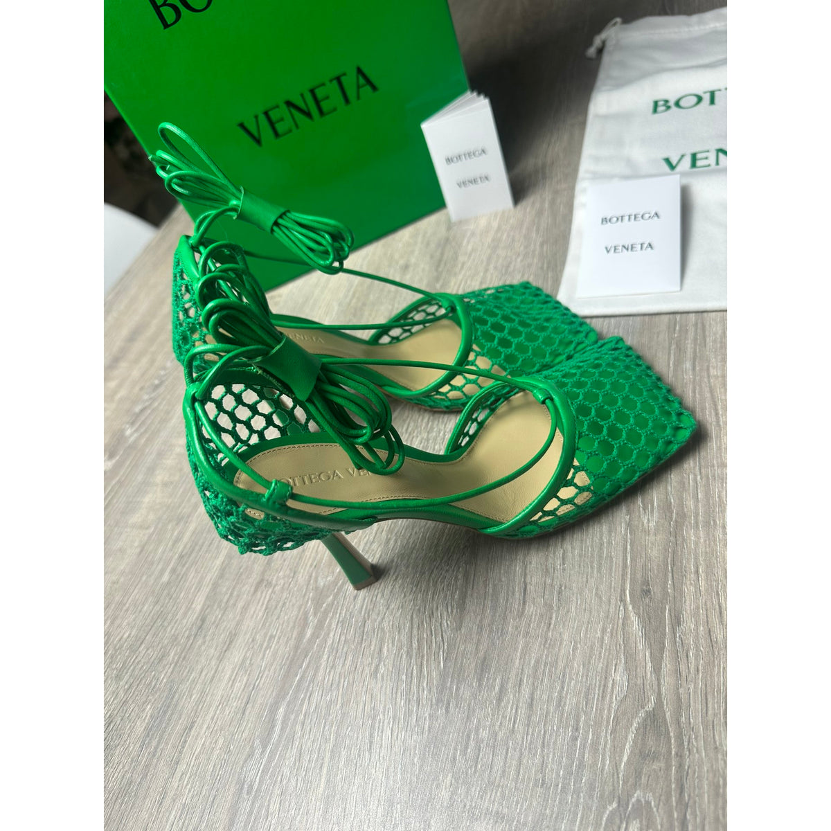Bottega Veneta Sandales en cuir Sparkle Stretch Vert 37