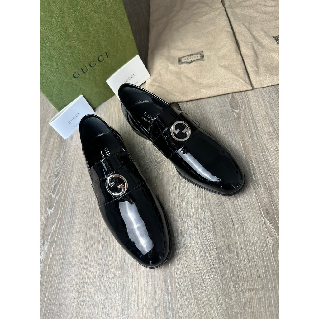 Gucci Mocassins en cuir verni Jordaan Noir 37.5