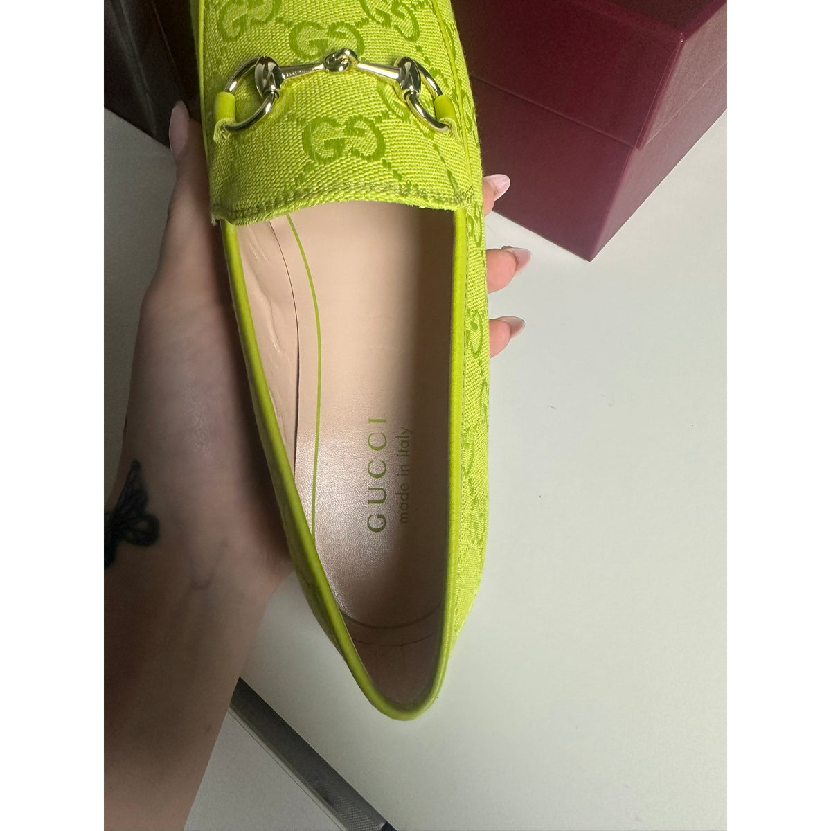 Gucci Mocassins en toile Jordaan Vert 37.5