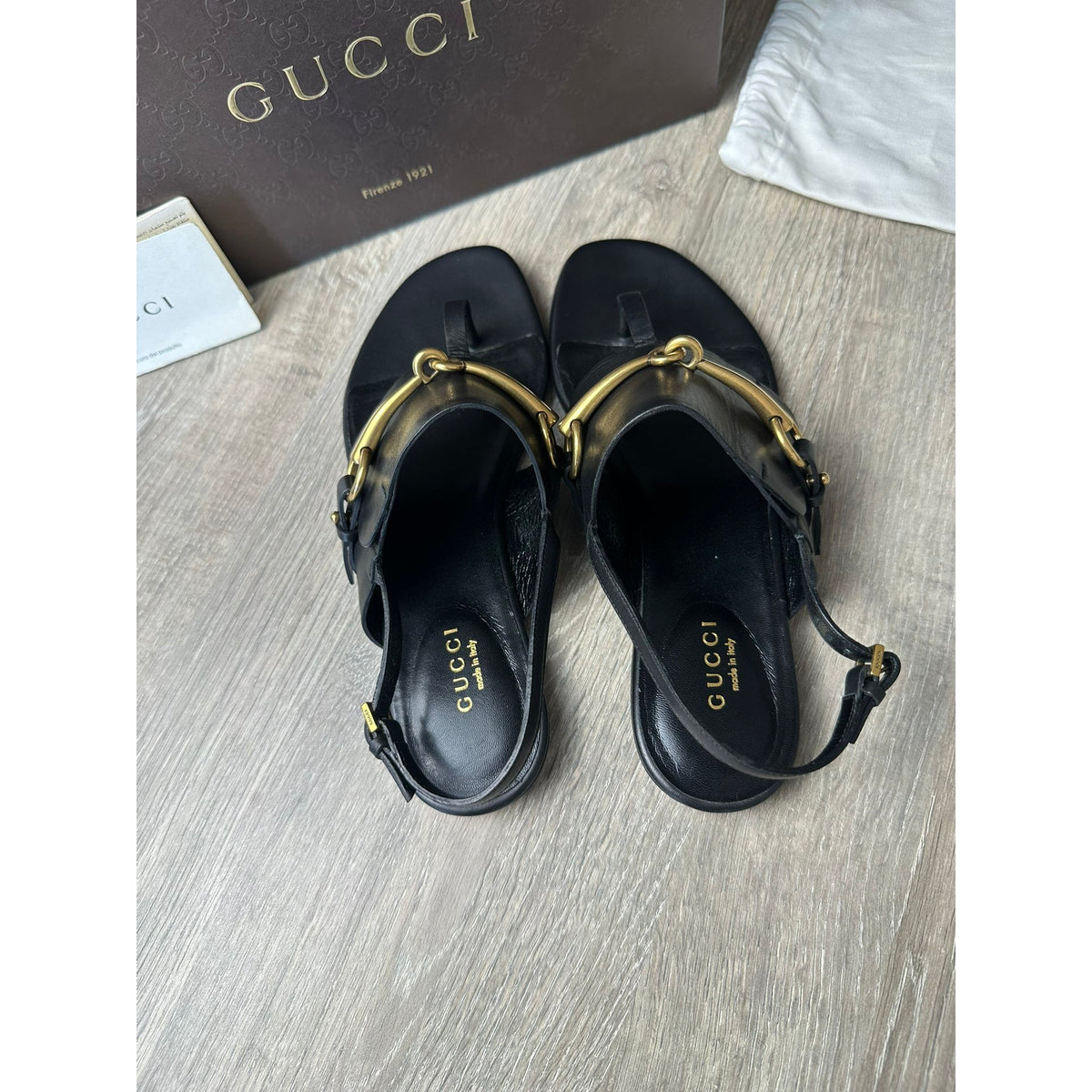 Gucci Sandales en cuir Marmont Noir 36