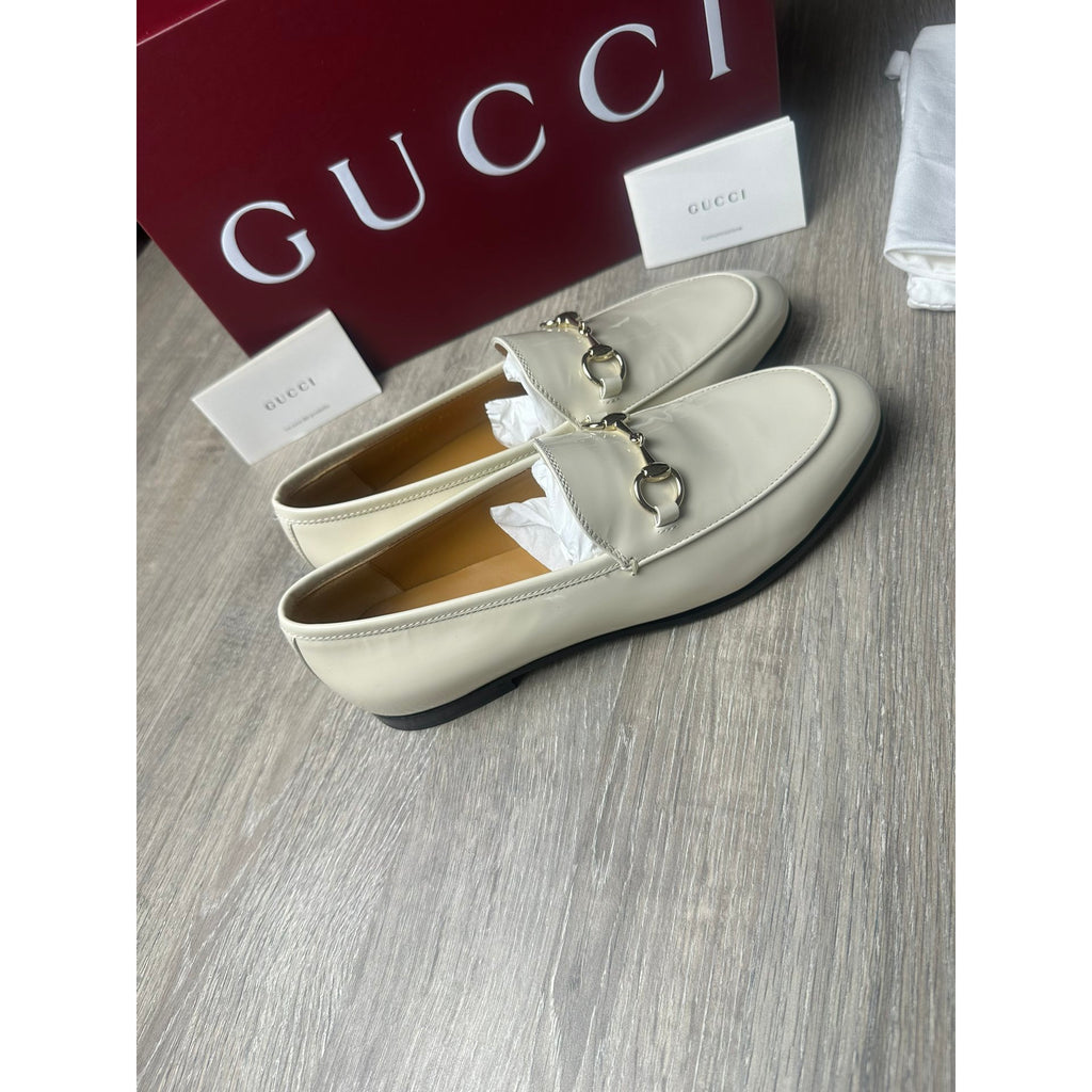 Gucci Mocassins en cuir verni Jordaan Blanc 36.5