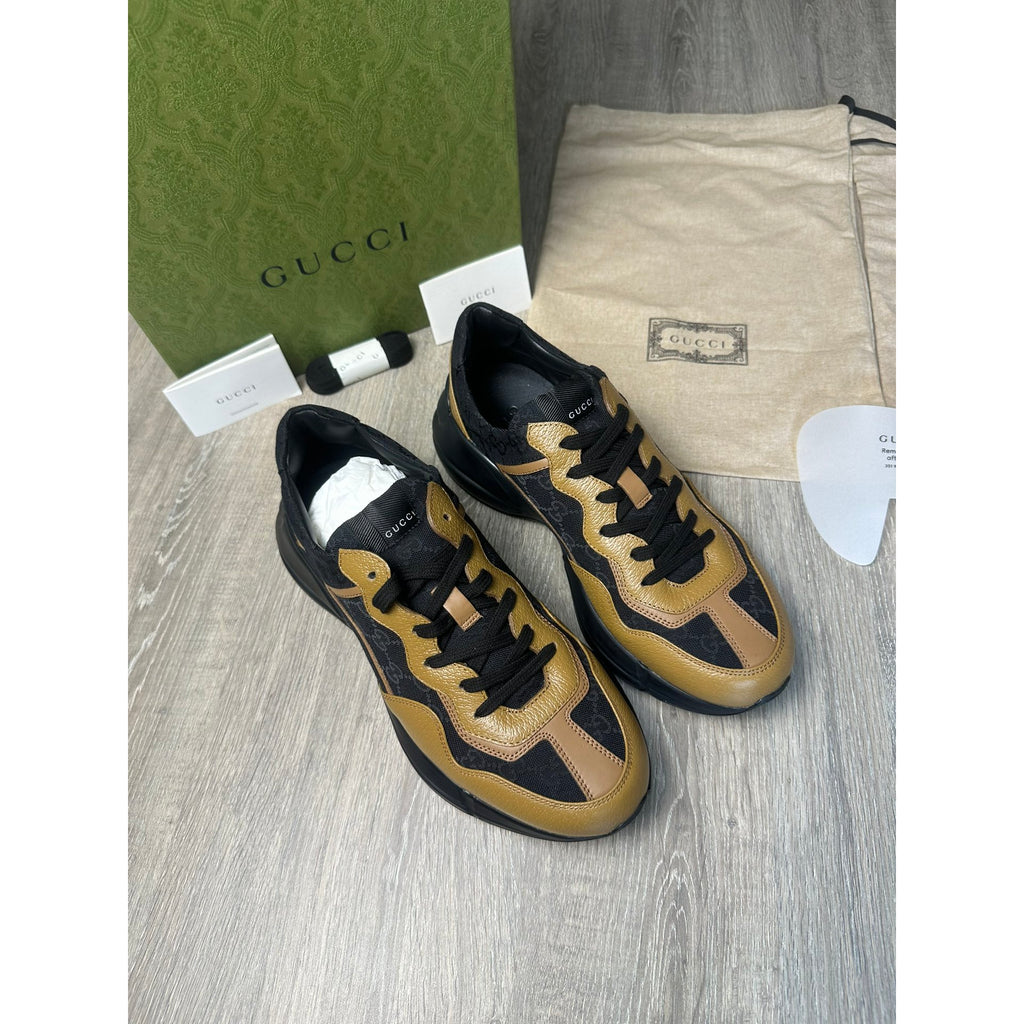 Gucci Baskets en cuir Rhyton Marron 9.5