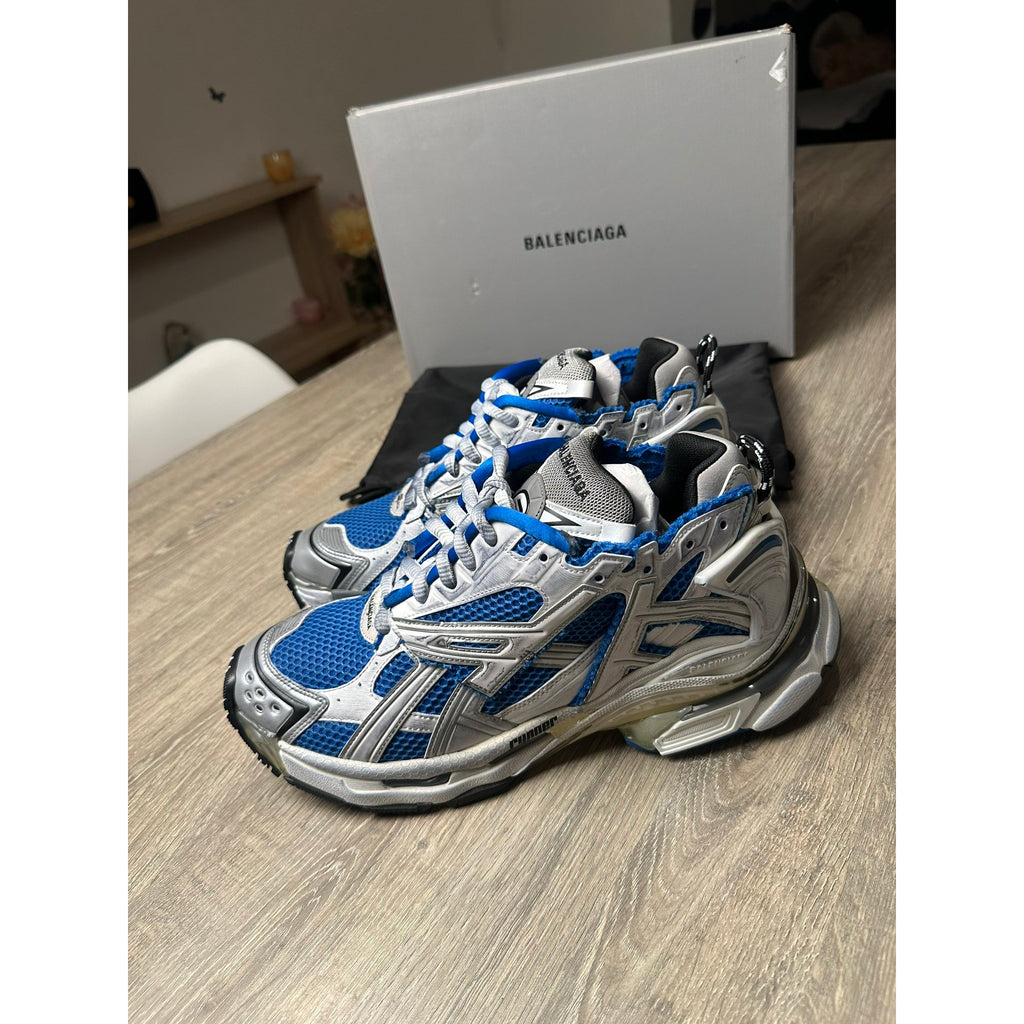 Balenciaga Baskets en cuir Runner Bleu 44