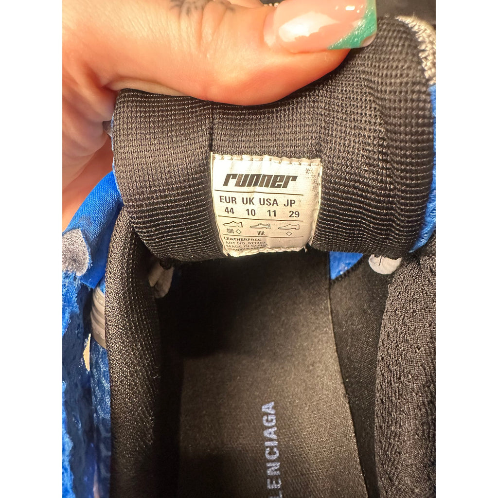 Balenciaga Baskets en cuir Runner Bleu 44