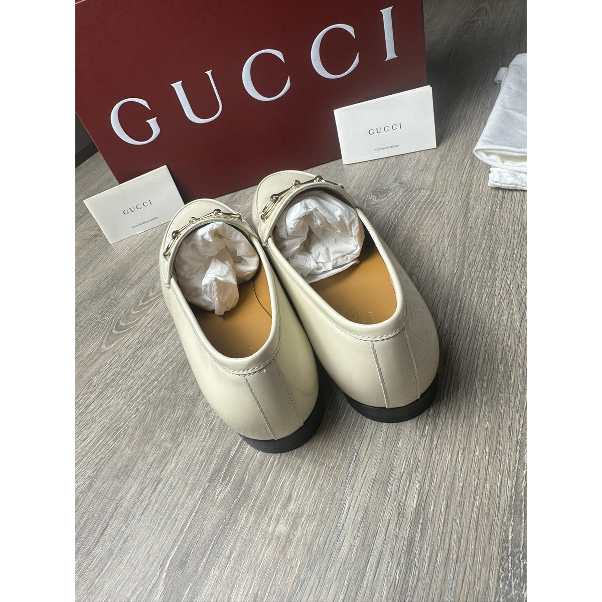 Gucci Mocassins en cuir verni Jordaan Blanc 36.5