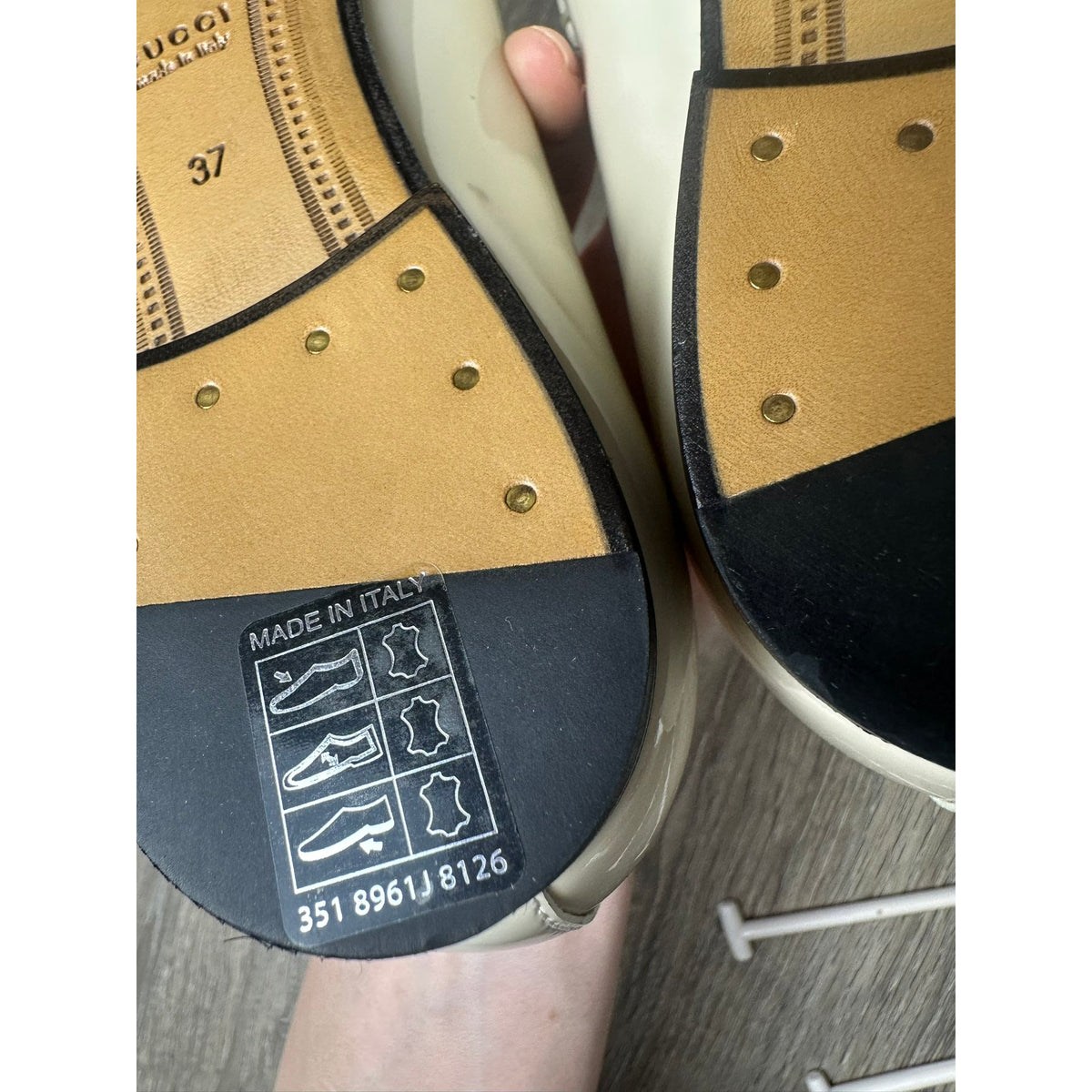 Gucci Mocassins en cuir verni Jordaan Blanc 37