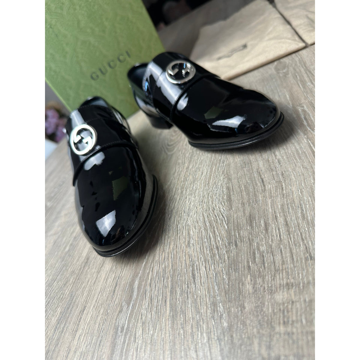 Gucci Mocassins en cuir verni Jordaan Noir 37.5