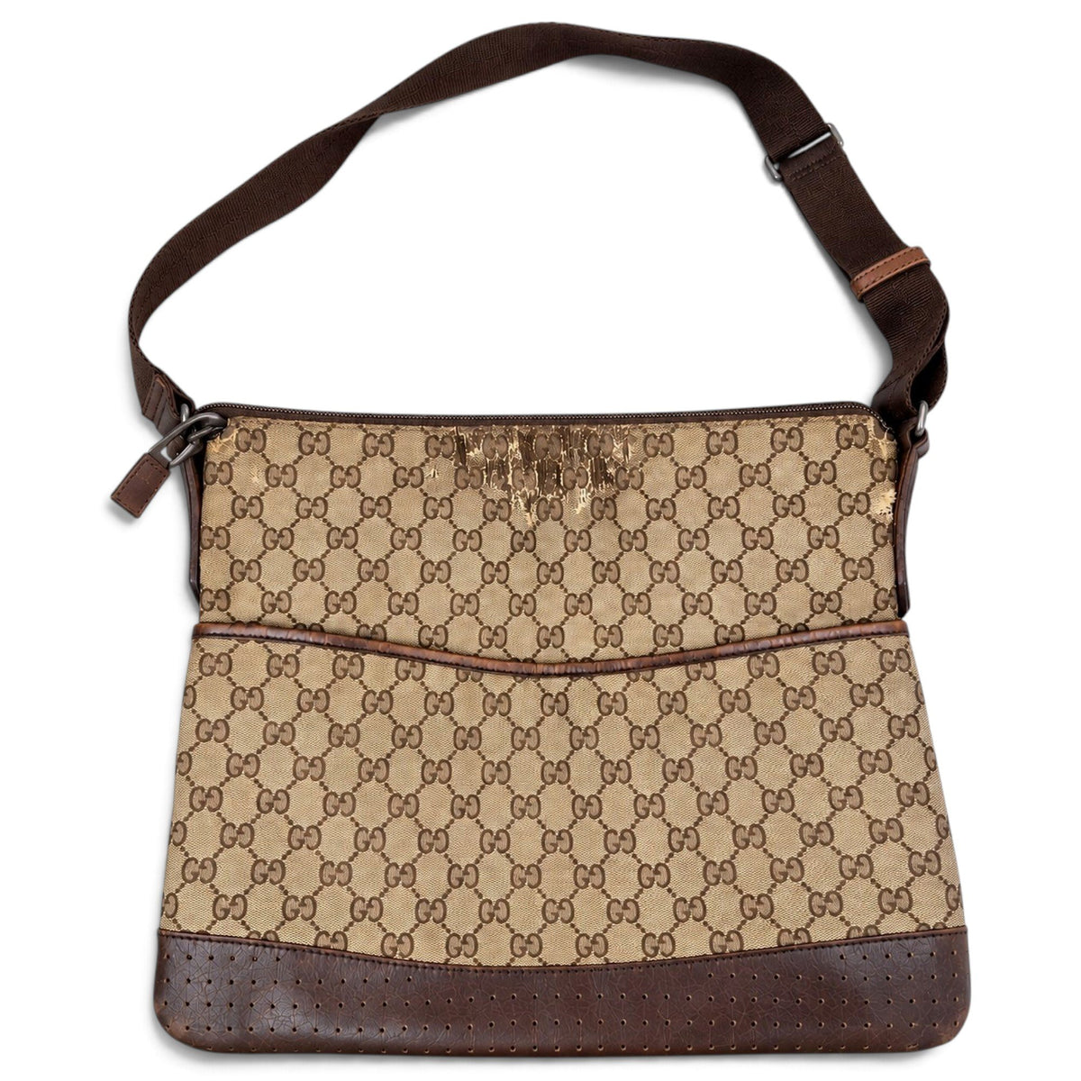 Gucci Sac bandoulière en toile Marron Largeur 28 cm, Hauteur 24 cm, Profondeur 3 cm