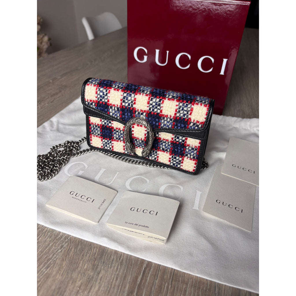 Gucci Sac bandoulière en cuir Dionysus Super Mini Bleu Largeur 16.5 cm, Hauteur 10 cm, Profondeur 4 cm