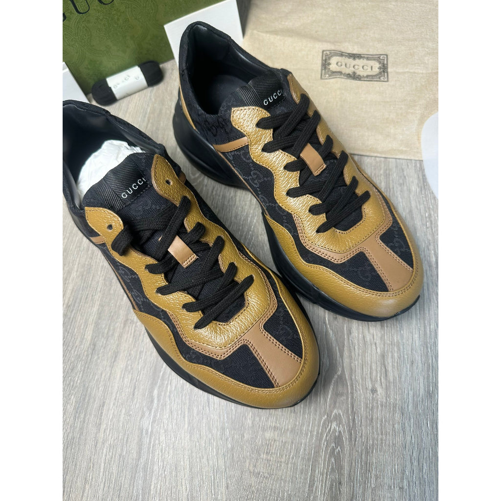 Gucci Baskets en cuir Rhyton Marron 9.5