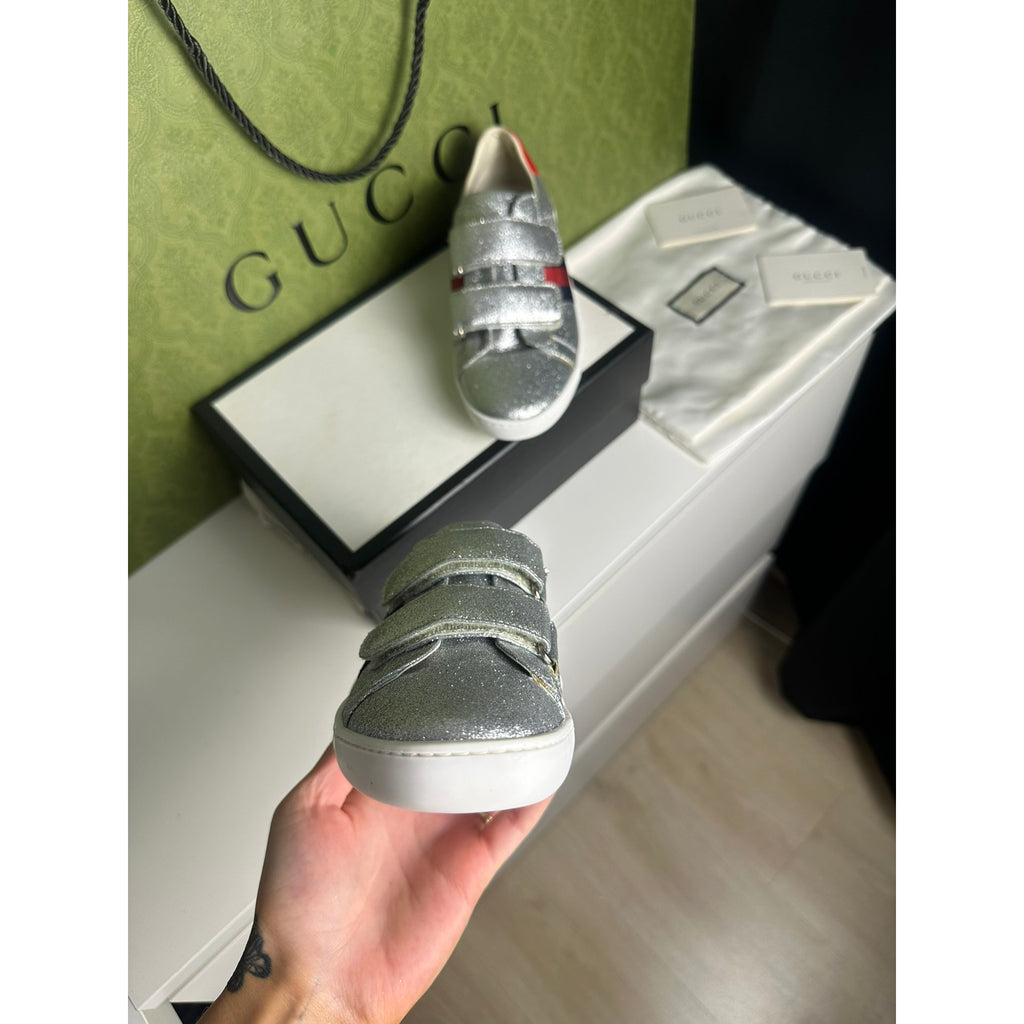 Gucci Baskets en cuir Ace Argenté 36