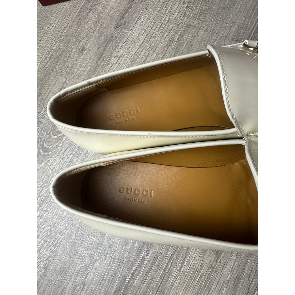 Gucci Mocassins en cuir verni Jordaan Blanc 40.5