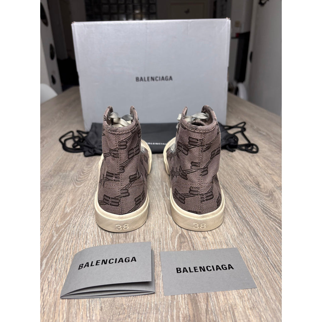 Balenciaga Baskets en toile Paris Marron 38