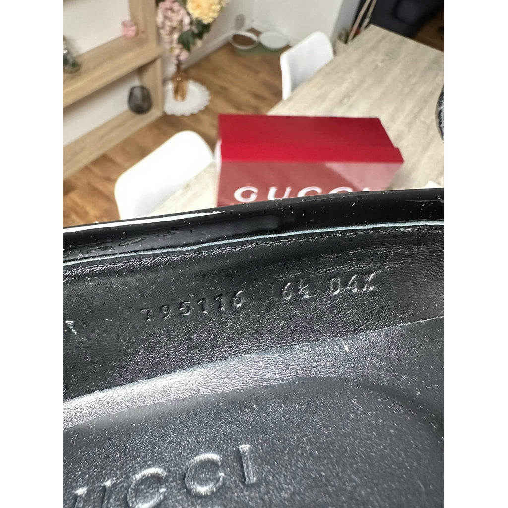 Gucci Mocassins en cuir verni Jordaan Noir 6.5