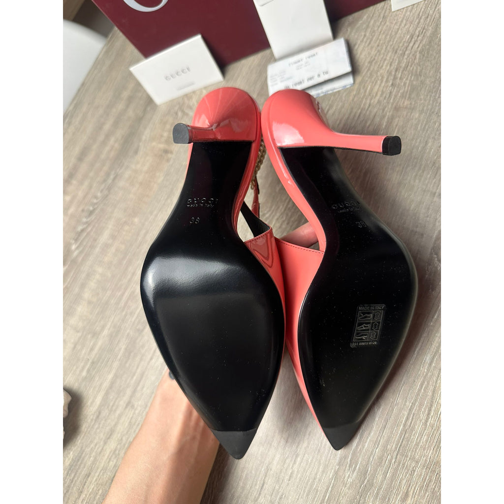 Gucci Escarpins en cuir verni Gucci Signoria Rose 38