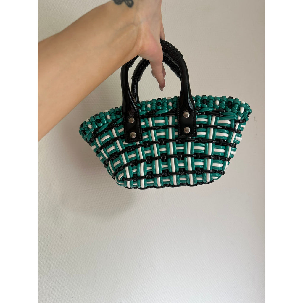 Balenciaga Cabas en cuir Bistro Panier Bleu Largeur 28 cm, Hauteur 15 cm, Profondeur 6 cm
