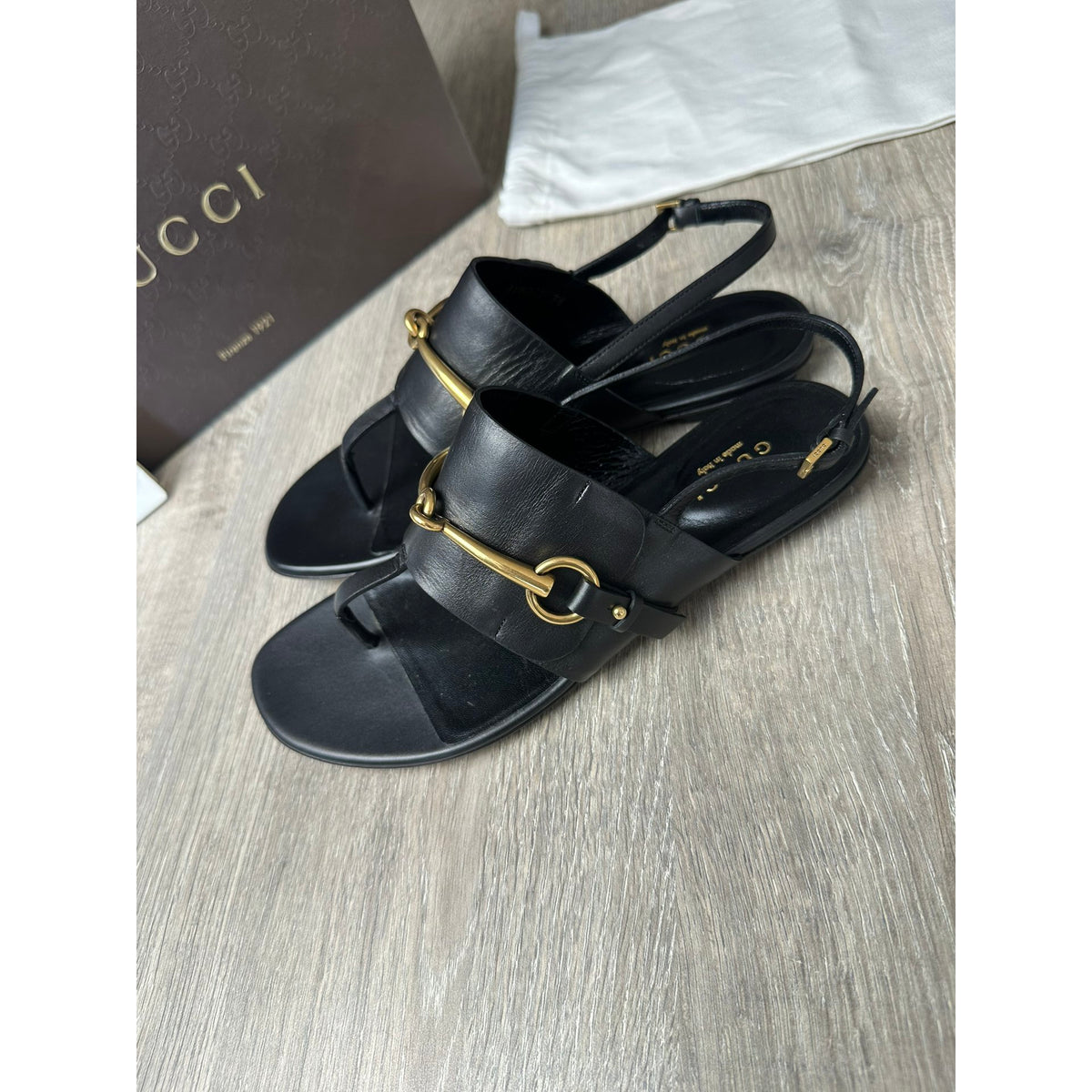 Gucci Sandales en cuir Marmont Noir 36