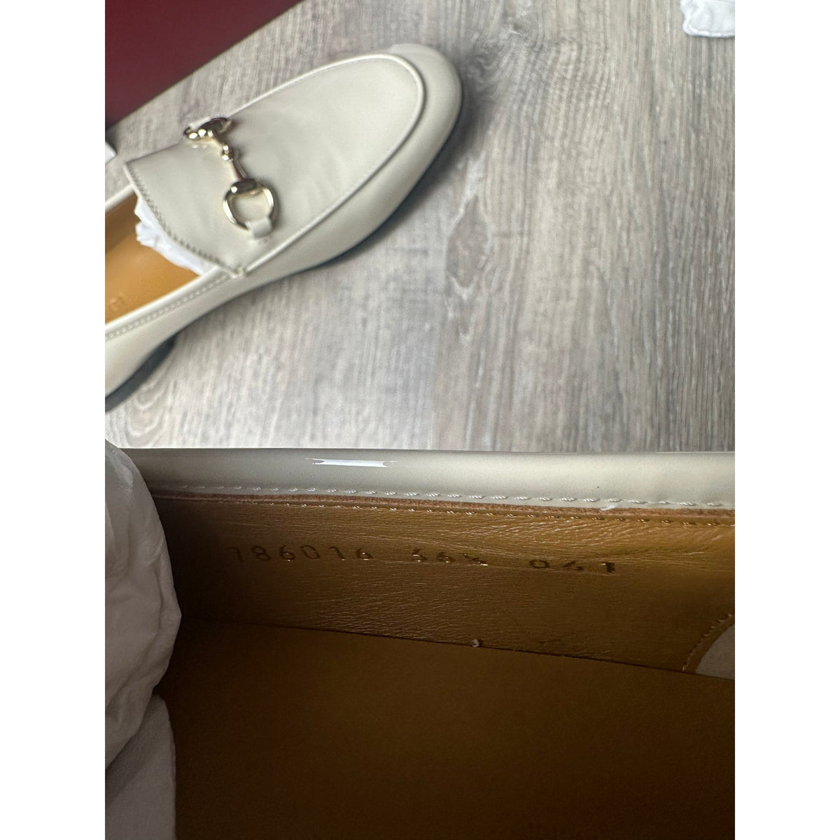 Gucci Mocassins en cuir verni Jordaan Blanc 36.5