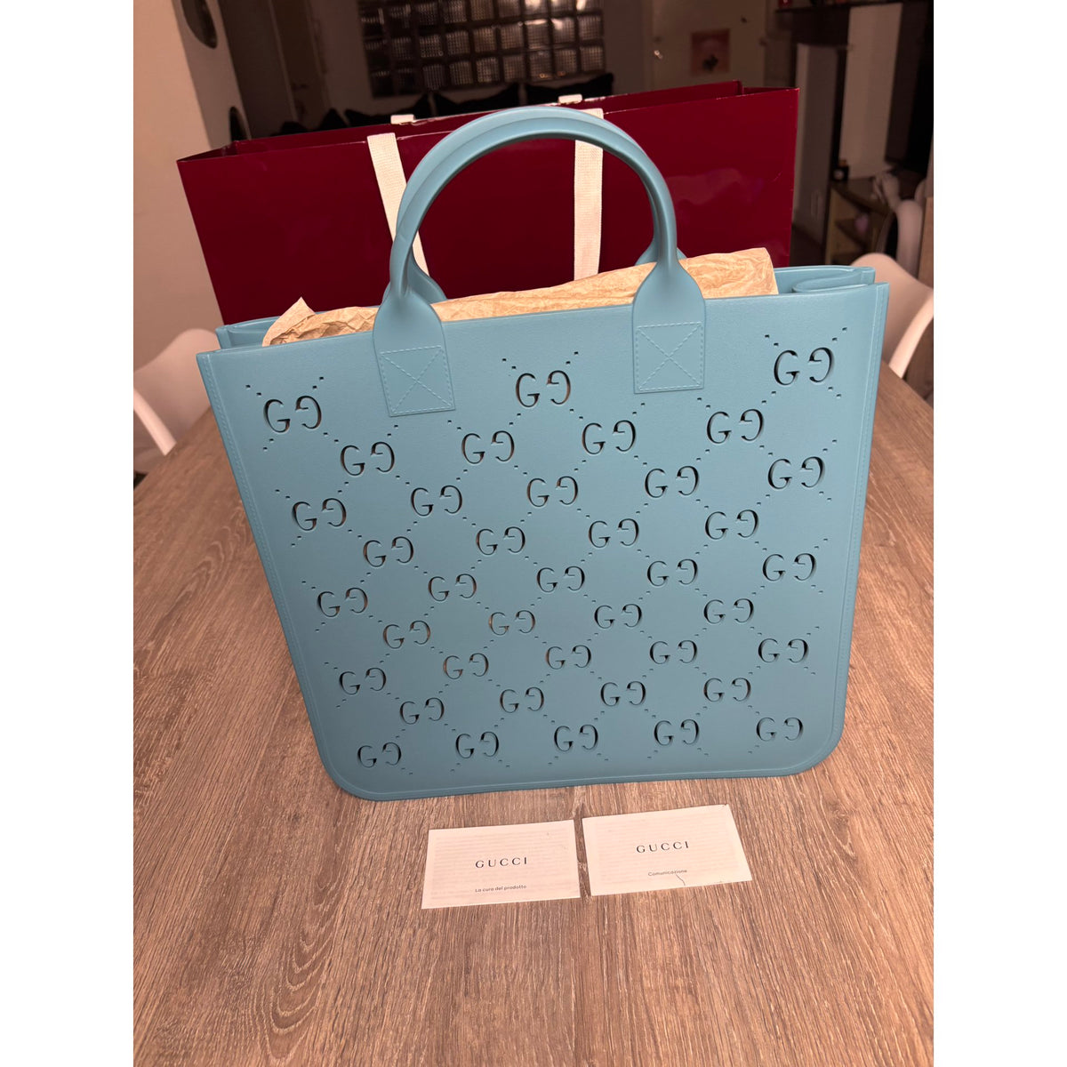 Gucci Cabas Bleu Largeur 33 cm, Hauteur 32 cm, Profondeur 8 cm