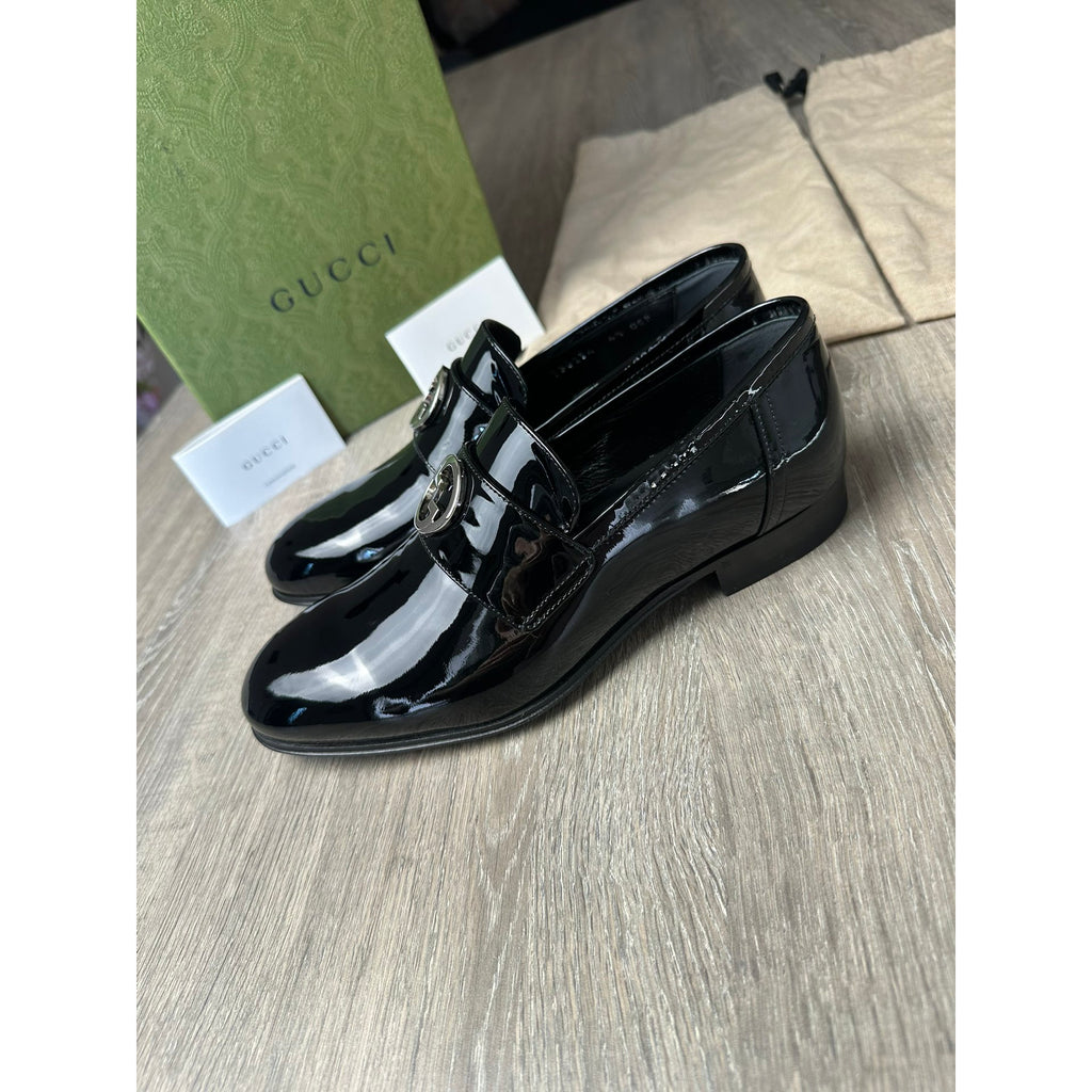 Gucci Mocassins en cuir verni Jordaan Noir 37.5