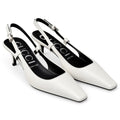 Gucci Escarpins en cuir Signoria blanc slingback à bout carré, bride réglable