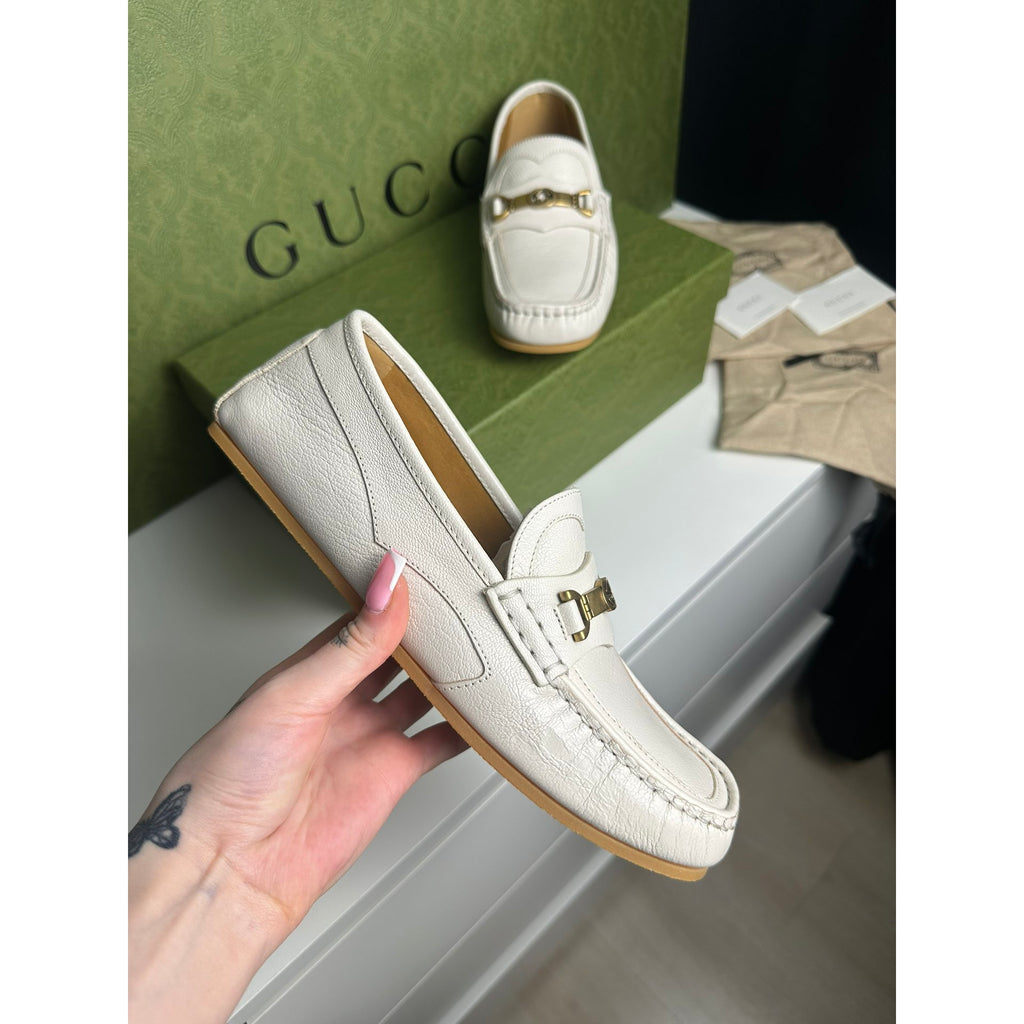 Gucci Mocassins en cuir Jordaan Beige 7.5