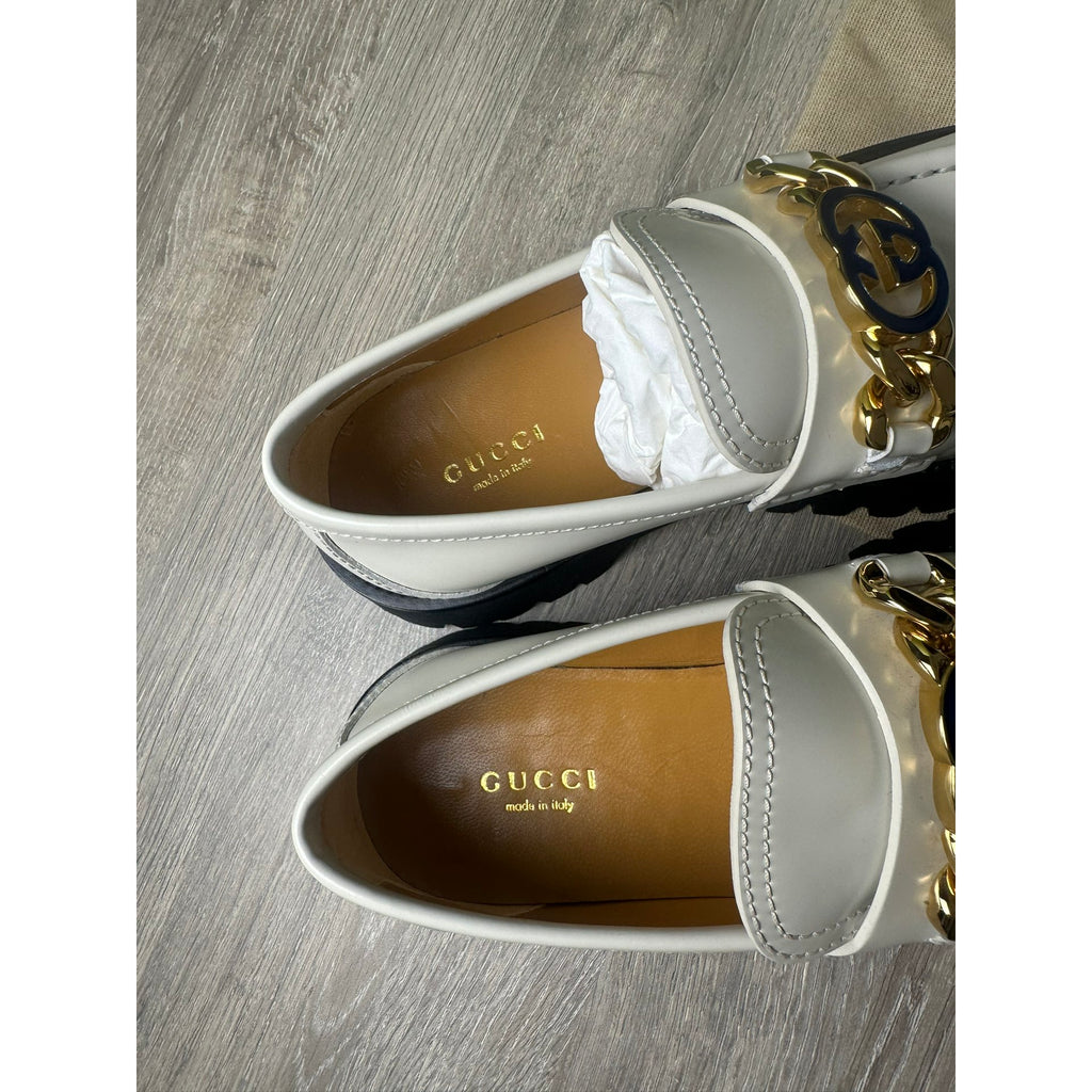 Gucci Mocassins en cuir Jordaan Blanc 37