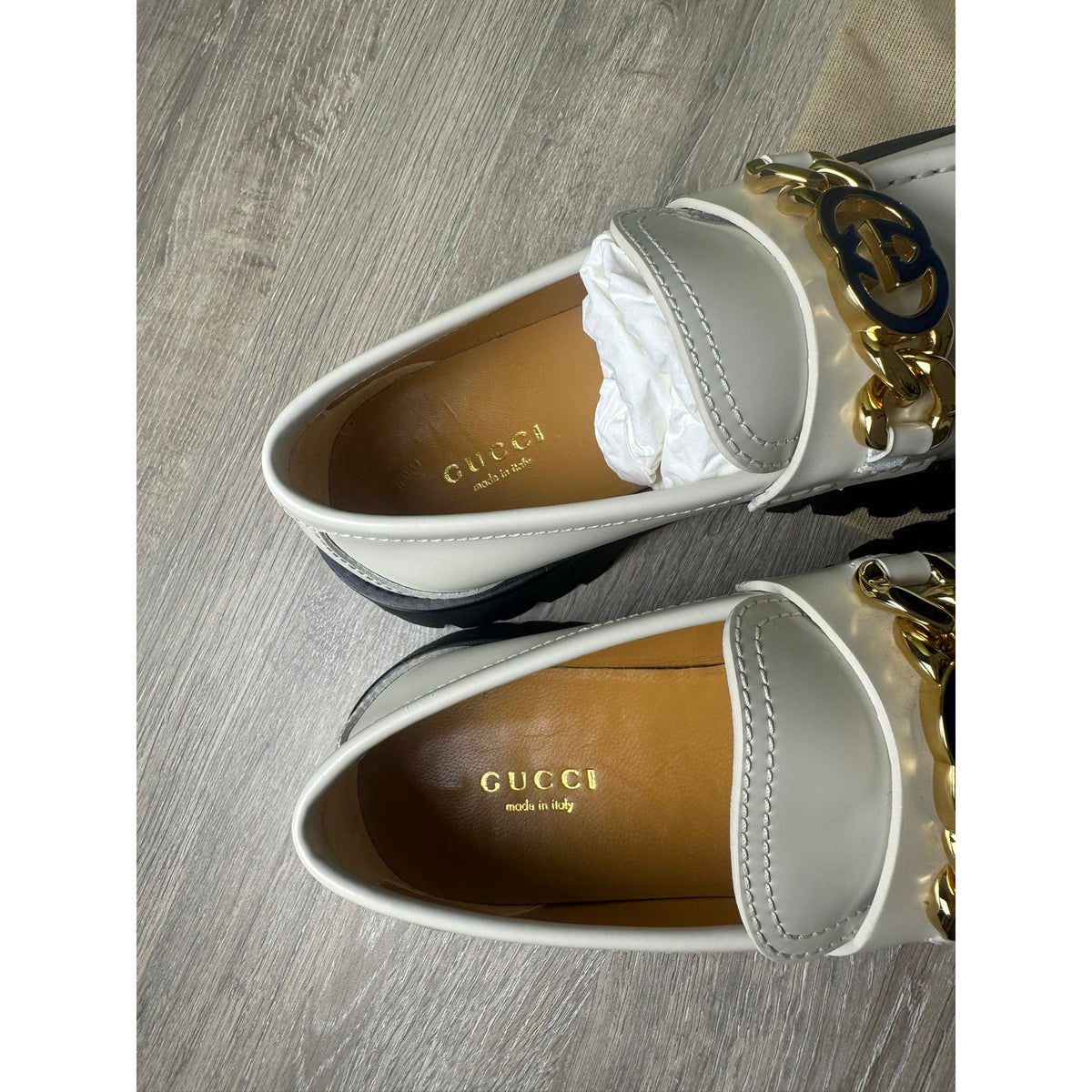 Gucci Mocassins en cuir Jordaan Blanc 37